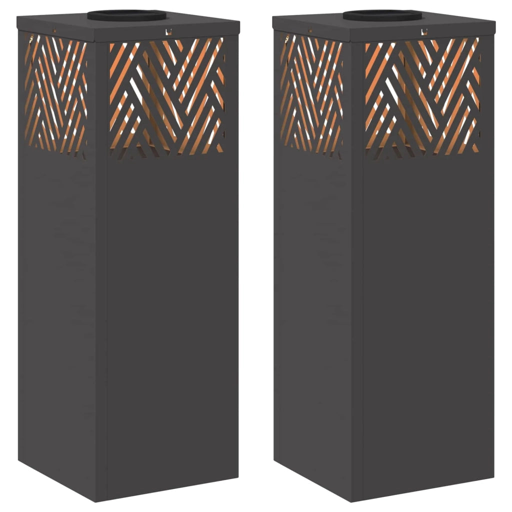 Set di 2 lampade solari a LED da giardino dal design moderno 18 x 18 x 50 cm acciaio nero 02_0052538
