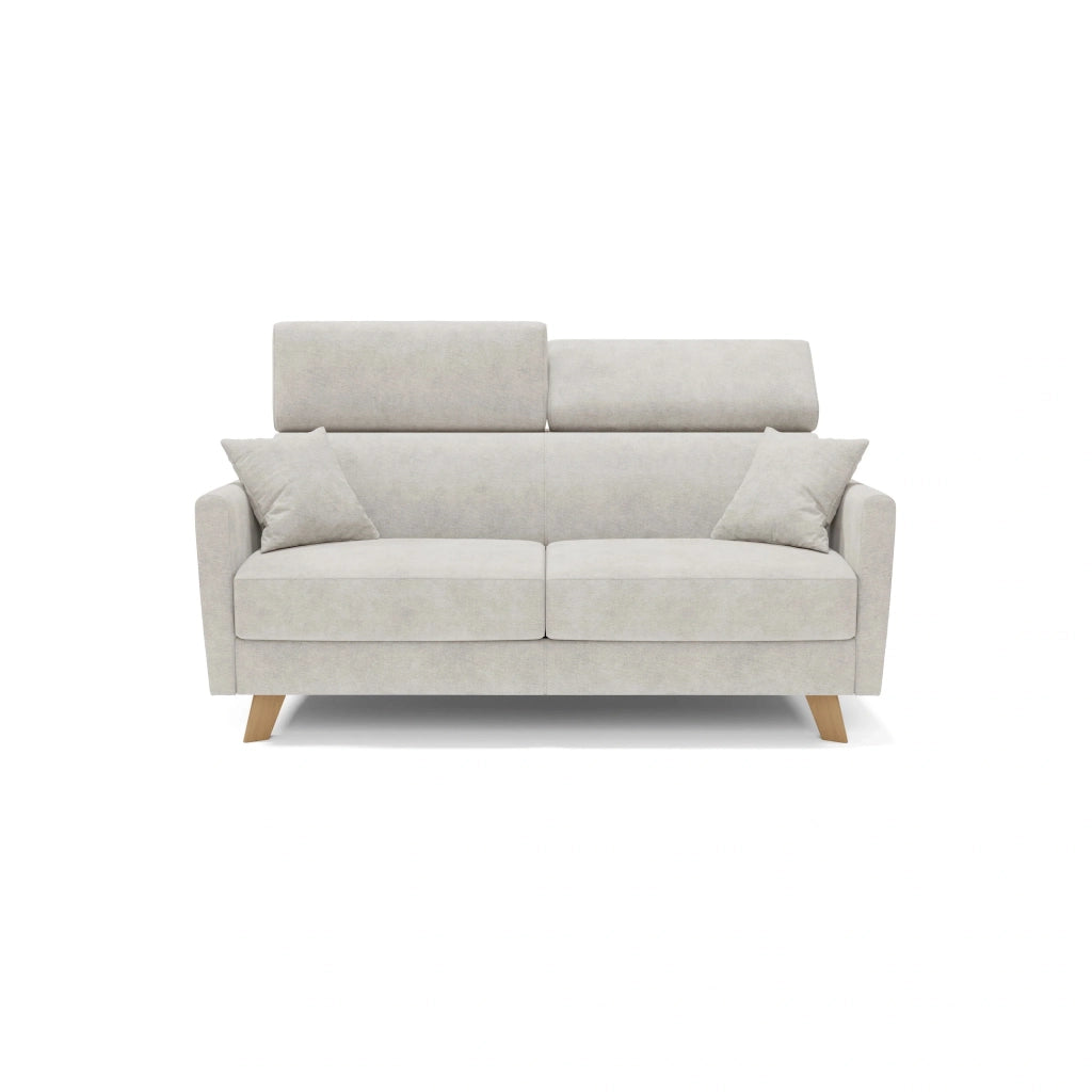 Francy Divano letto matrimoniale con poggiatesta regolabili in tessuto impermeabile e smacchiabile T17 160 cm (mat. 120x197) bianco