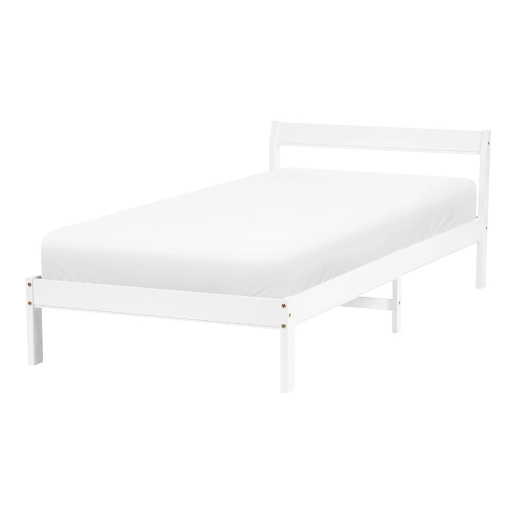 Letto singolo in legno di Pino bianco con Rete a Doghe 90 x 200 cm stile minimalista