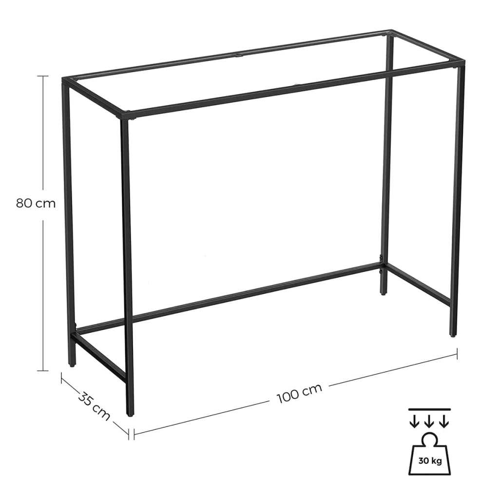 Tavolo consolle tavolo da ingresso tavolino laterale 100 x 35 x 80 cm piano in vetro temperato robusta struttura in metallo piedini regolabili per soggiorno ingresso corridoio nero 12_0007521