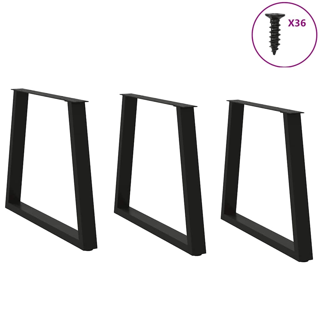 Set di 3 gambe per tavolo da pranzo dal design moderno 70 x 73 cm con piedini regolabili in acciaio nero 02_0056872