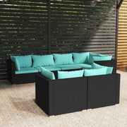 Set Salotto da Giardino con Cuscini 7pz Nero Polyrattan 3102473