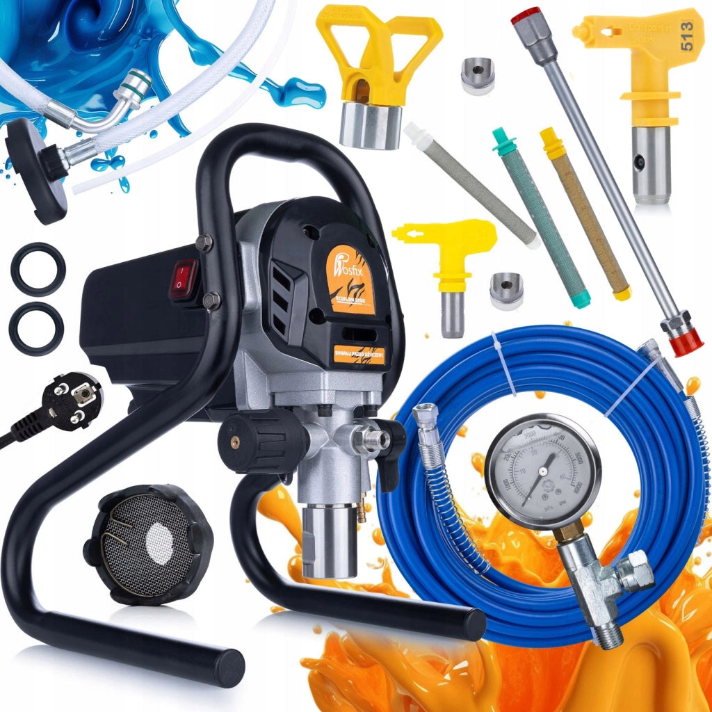 Agitatore di Vernice Rosfix EcoFlow 1200 – 1200W, 1,7L/min | Set con Ugello 513, Filtri 30/60/100, Lancia 30cm