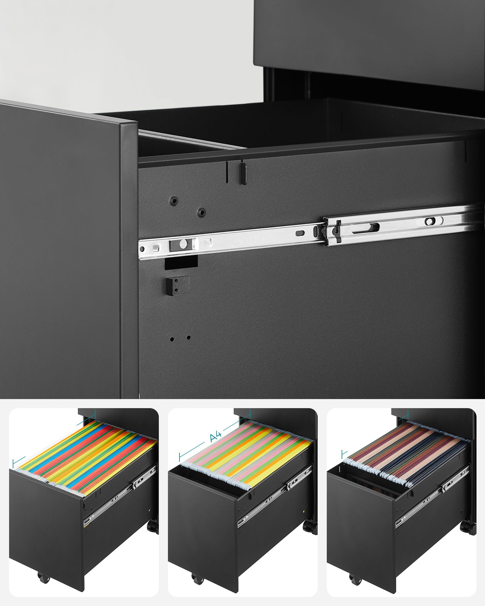 Armadietto portadocumenti VALORA - Organizer in acciaio nero con serratura OFC031B01