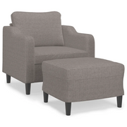 Poltrona | Sedia Relax con Poggiapiedi Tortora 60 cm in Tessuto