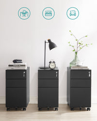 Armadietto portadocumenti VALORA - Organizer in acciaio nero con serratura OFC031B01