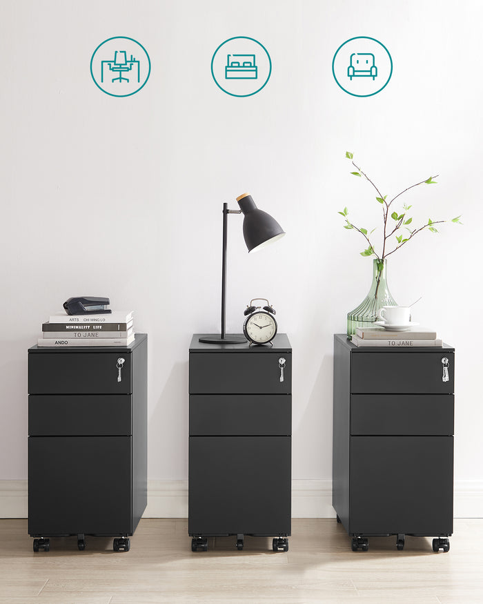 Armadietto portadocumenti VALORA - Organizer in acciaio nero con serratura OFC031B01