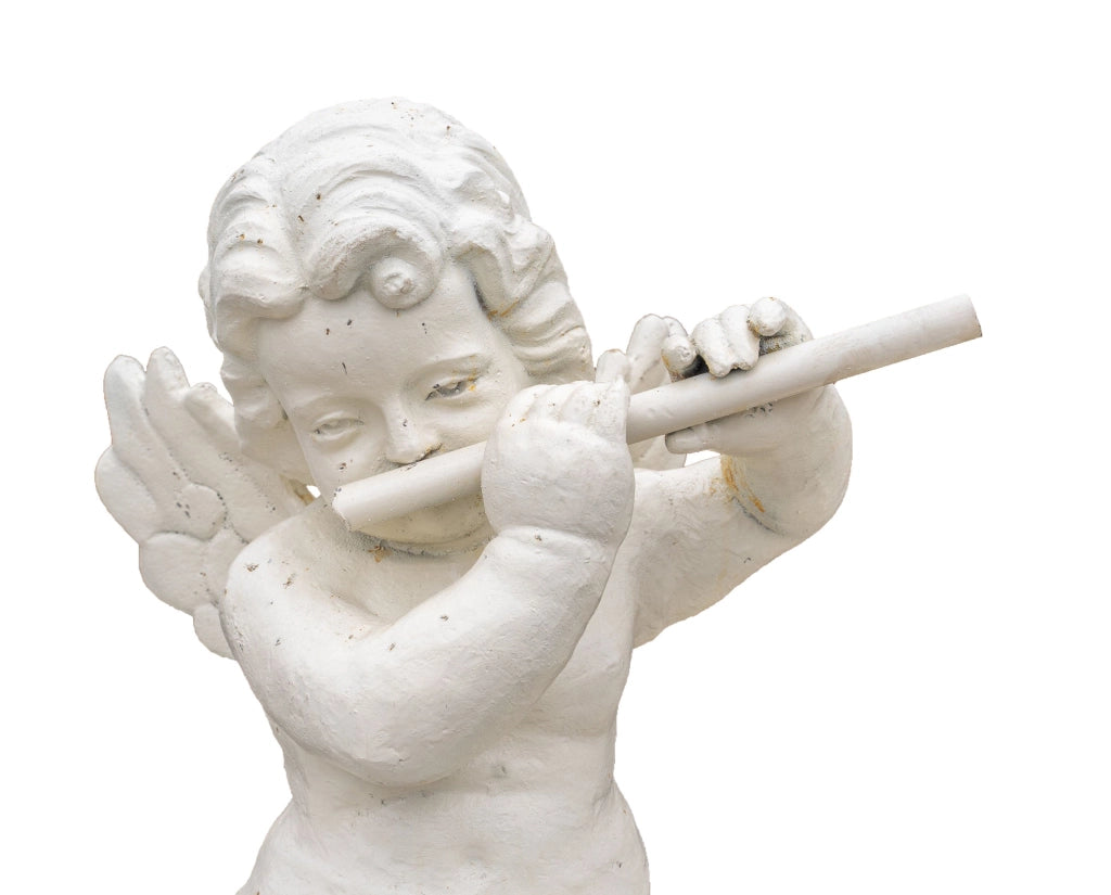 Biscottini Set 4 statue in fusione di ghisa finitura bianca anticata Coppia statue,