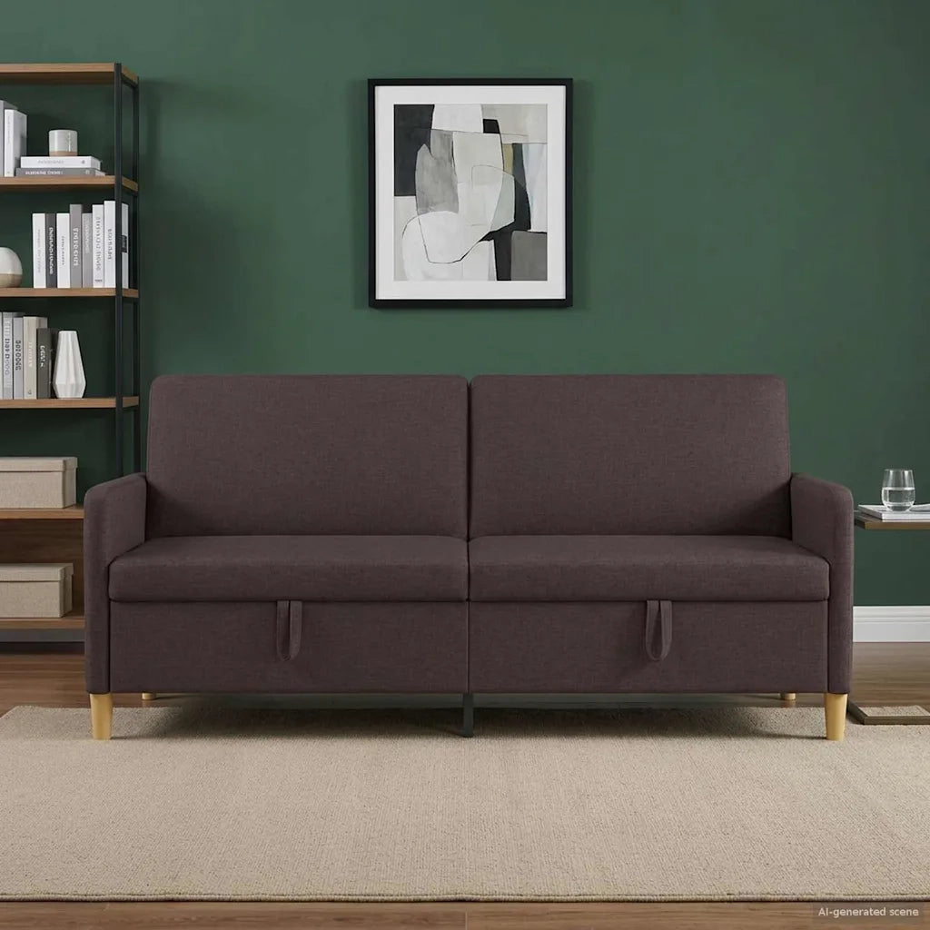Divano con Storage Marrone Scuro 192 x 78 x 87 cm Poliestere 42036979