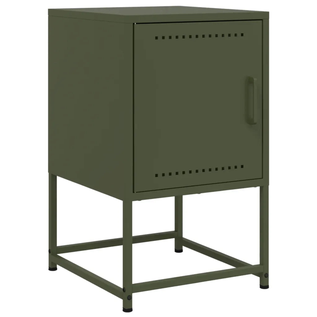 Set di 2 Comodini | Armadio da Notte | Mobiletto da notte Verde Oliva 36x39x60,5 cm in Acciaio