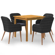 Set Mobili da Pranzo per Giardino 5 pz Nero cod mxl 49246