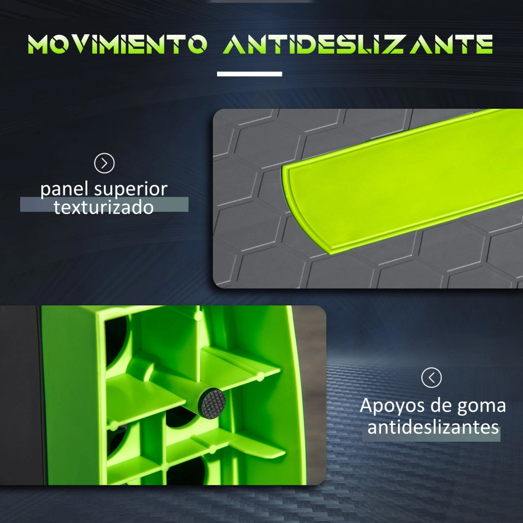 Pedana Step Fitness Regolabile ¨C Xylo ¨C 3 Altezze 10/15/20cm Capacit¨¤ 150kg 78x28cm Grigio Verde
