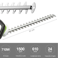 Tagliasiepi Elettrico 710 W Lama 69cm Sega Tagliabordi Decespugliatore Tosasiepi