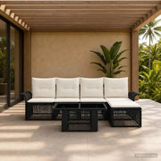 Set Divano da Giardino 6 pz Nero e Bianco Crema polyrattan 3436630