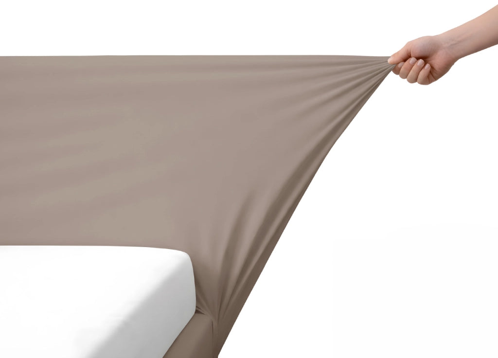 Vestiletto Giroletto Effetto Velluto Estensibile Tinta Unita Mod. Perfetto - Matrimoniale - Tortora