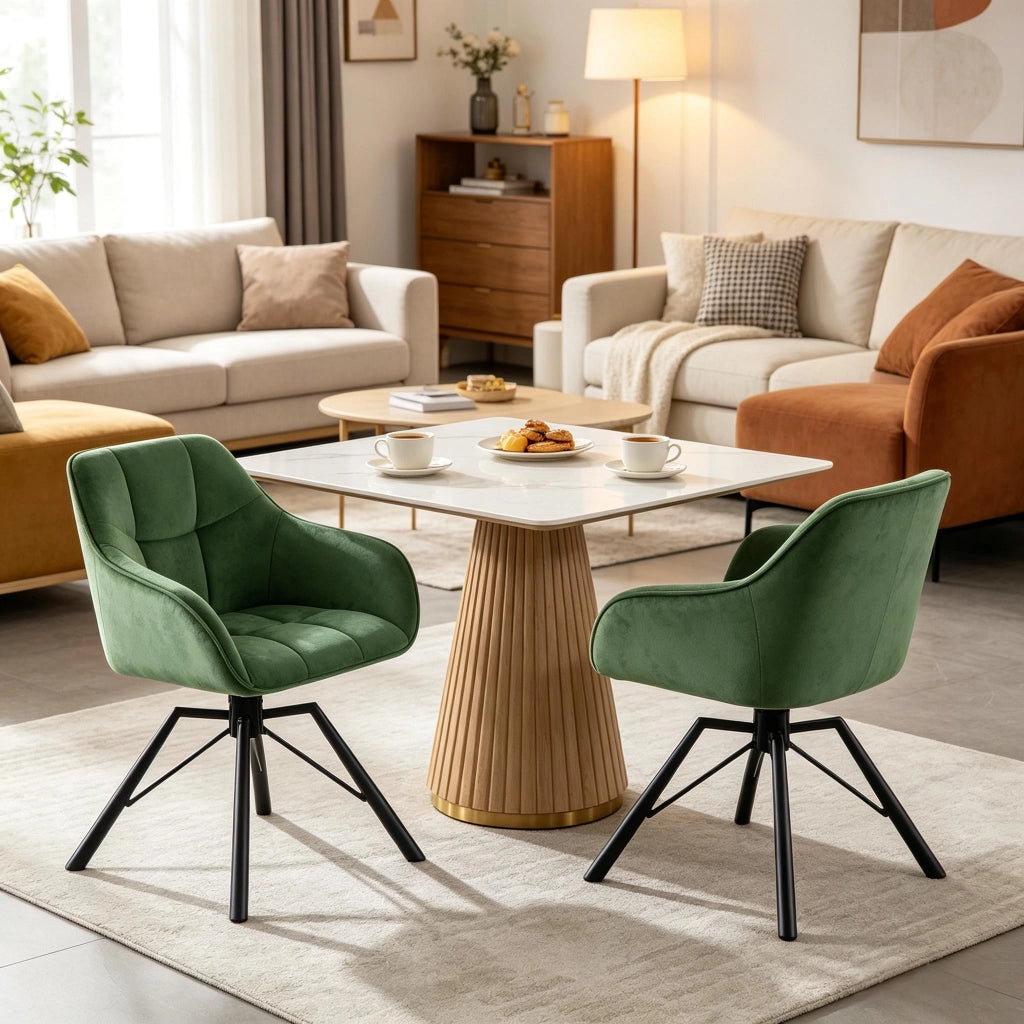 SEDIA girevole da pranzo 58,5x82,5x54,5 cm verde scuro Set da 2 pezzi