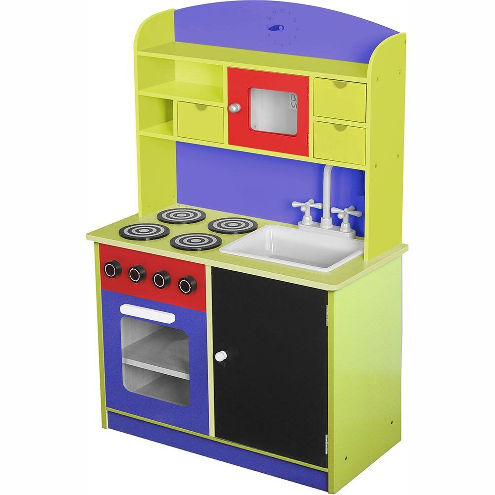 Cucina Legno Giocattolo per Bambini con Anta e Cassetti Lavagna Multicolore