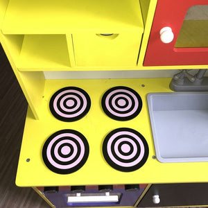 Cucina Legno Giocattolo per Bambini con Anta e Cassetti Lavagna Multicolore