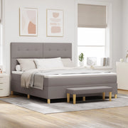 Letto a Molle con Materasso e Panchina Tortora 180x200 cm Tessuto