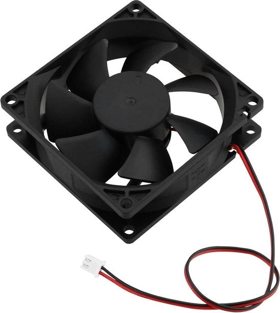 Ventilatore a 12V DC 0.2A 2 Pin a doppio supporto a rotelle 80x80x25 mm 7 pale 8025 in plastica nero