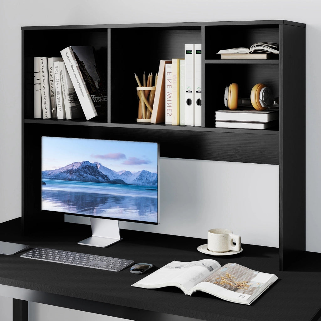 Libreria da scrivania per computer con 4 cubi e scomparto posteriore aperto-Organizzatore di stoccaggio per scrivania Nero