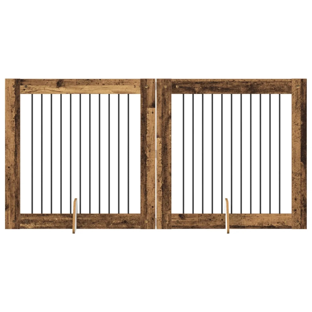 Cancello per cani con supporti 2 pcs Legno antico 100 x 100 cm 892029