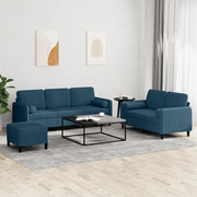 Set di Divani 3 pz con Cuscini Blu in Velluto 3202053