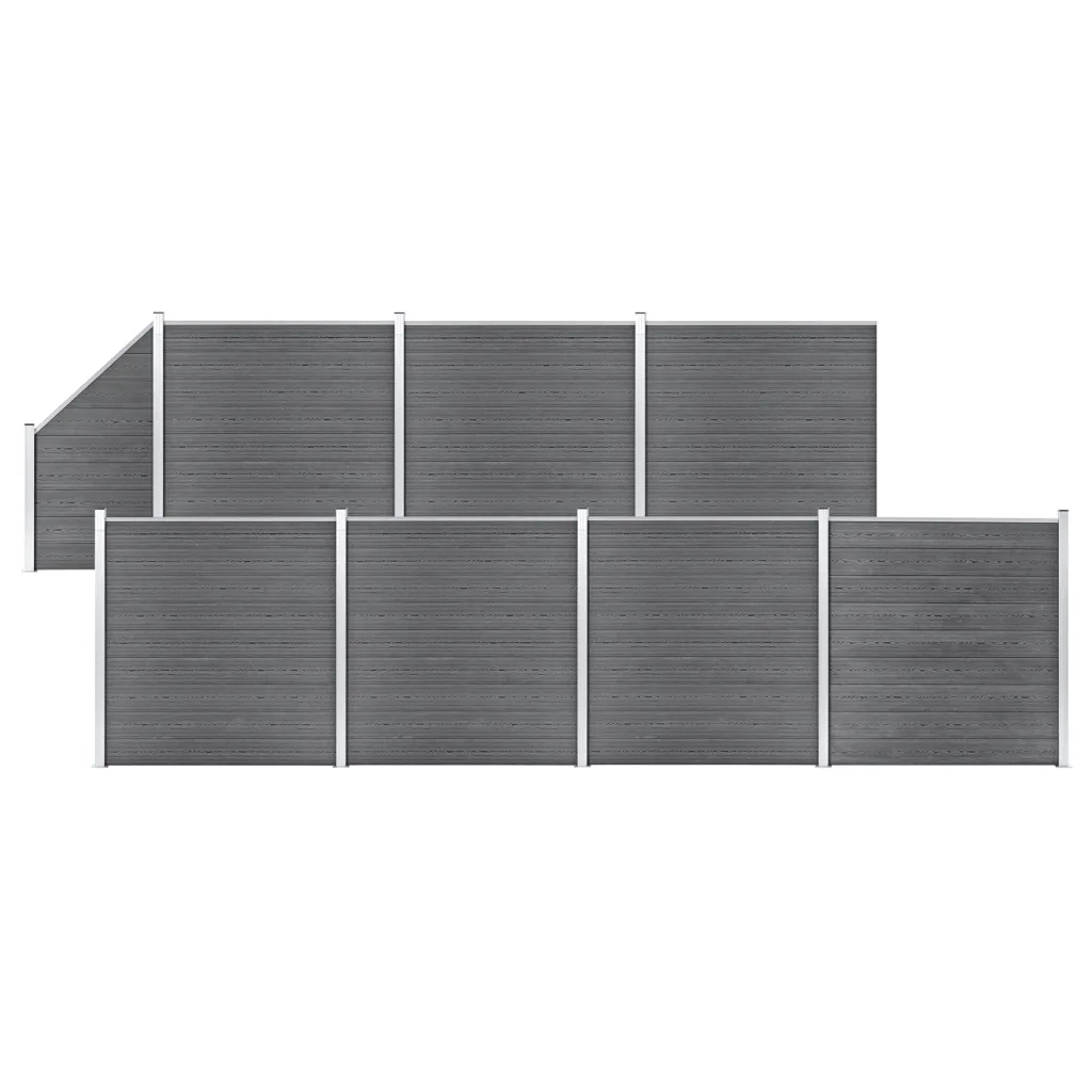 Pannelli Recinzione WPC 7 Quadrati 1 Inclinato 1311x186cm Grigi cod mxl 7366