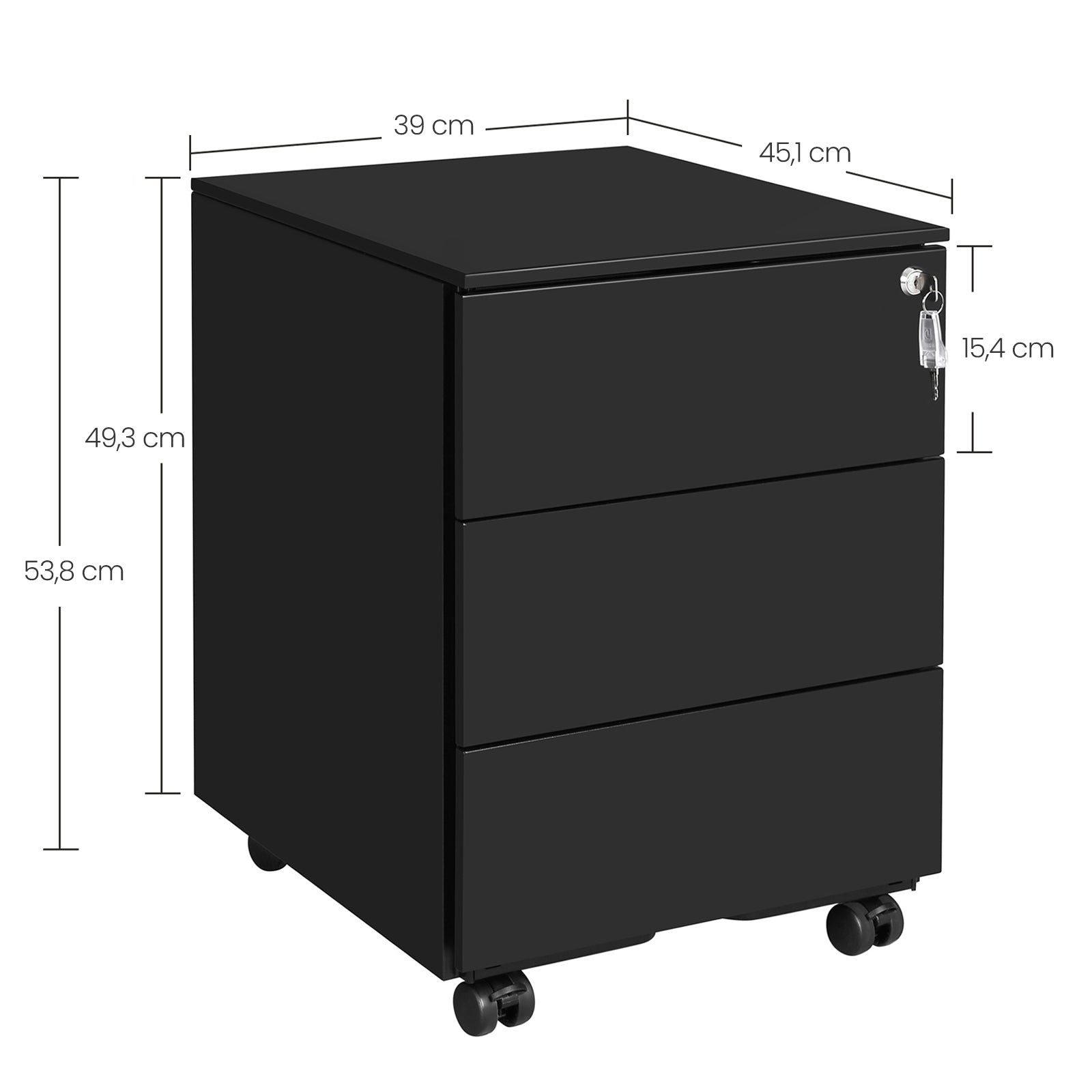 Armadio portadocumenti VALORA con cassetti chiudibili a chiave - Nero OFC63BK