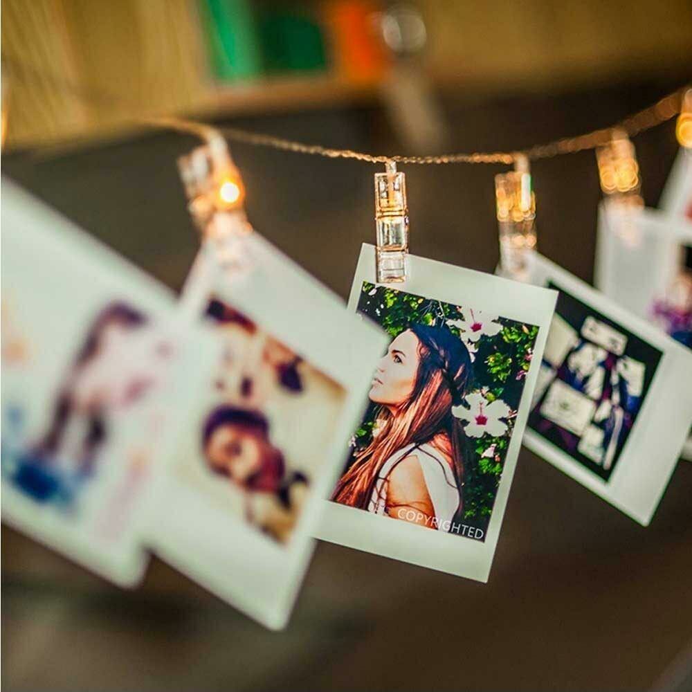 Catena Luminosa 40 LED con 16 Mollette Ghirlanda stringa Clip per Appendere Foto