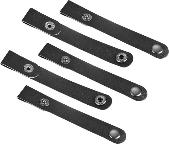 Cavo stropicciatore in pelle per organizzare 100 x 15 mm, nero, 5 pezzi.