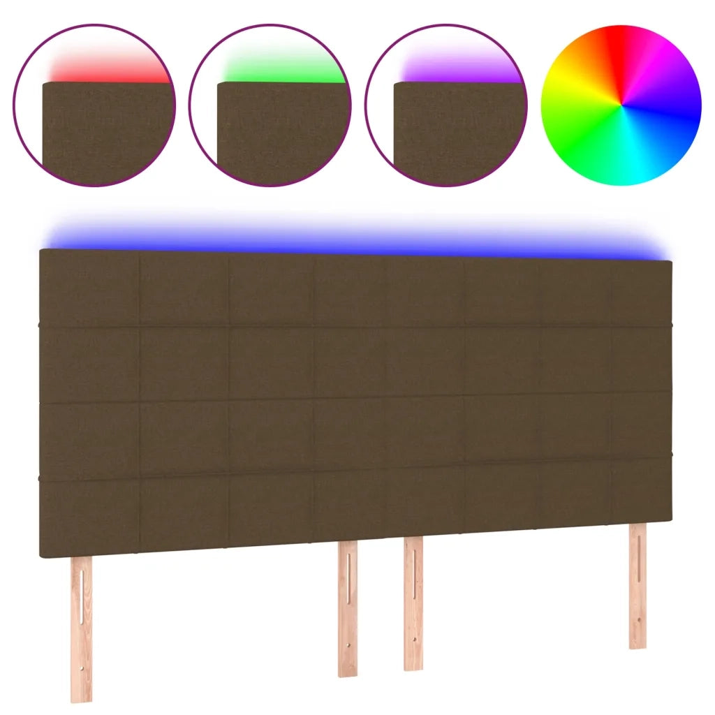 Testiera a LED-Testata con LED Marrone Scuro 180x5x118/128 cm in Tessuto 481527