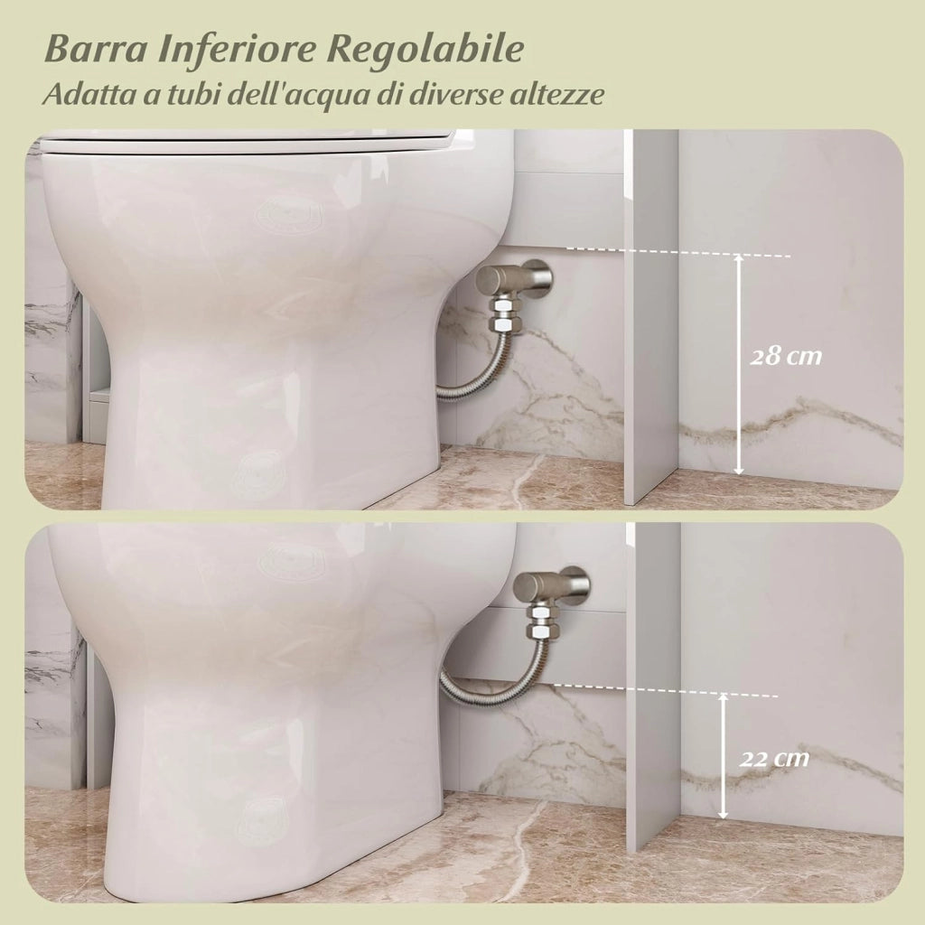 Mobile da Bagno Sopra WC, Scaffale Salvaspazio con Armadietto a 2 Ante, 6 Scomparti Aperti, Porta Fazzoletti, Gancio e Ripiano Regolabile, Mobiletto per Bagno e Lavanderia (Bianco)