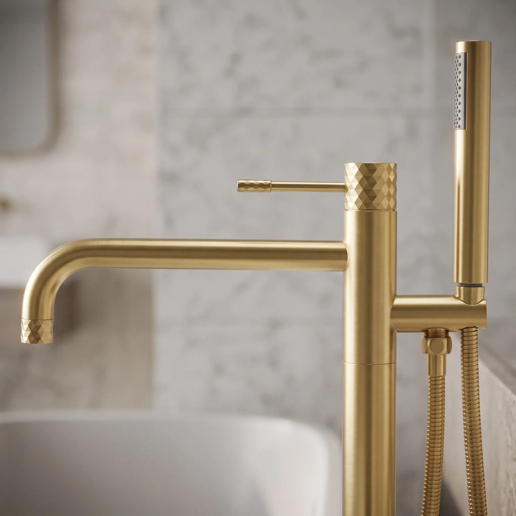Rubinetto Indipendente Rea Lungo Diamond Brush Gold