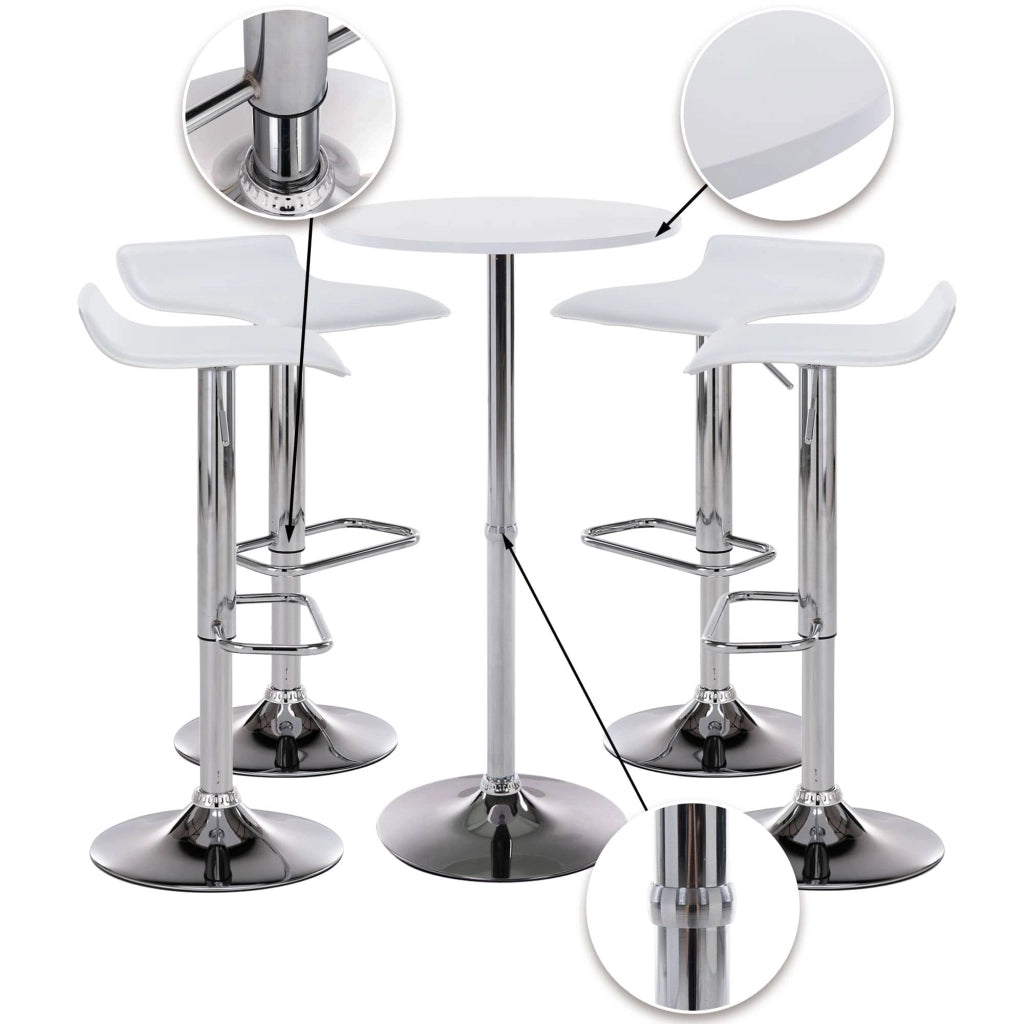 Set di tavoli da bar Esberg I 4 x sgabelli da bar 1 x tavolo da bar bianco