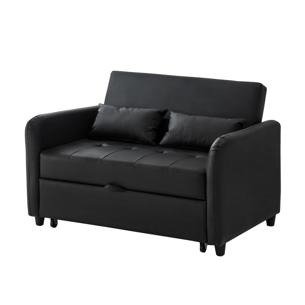 Divano letto estraibile 156x100 cm con schienale regolabile in 3 posizioni in schiuma nero antico
