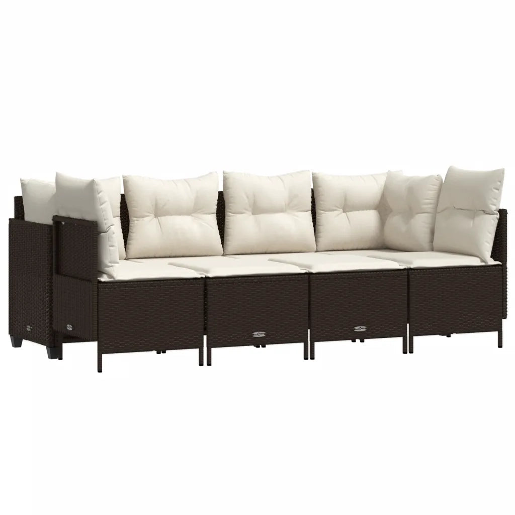 Set Divano da Giardino 5 pz con Cuscini Marrone in Polyrattan 3261522