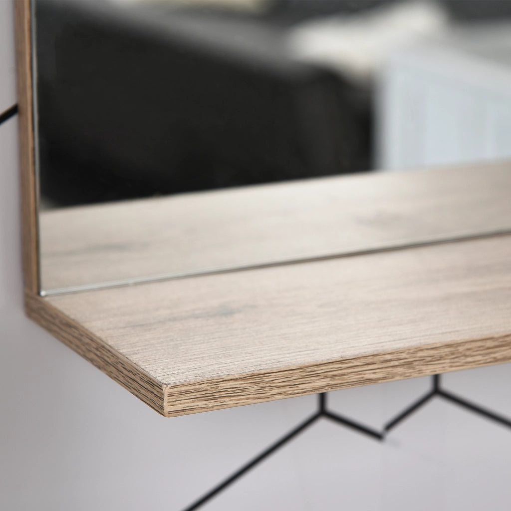 Specchio con mobiletto bagno sospeso ¨C zephmum ¨C 57x14,2x49,2 cm rovere grigio