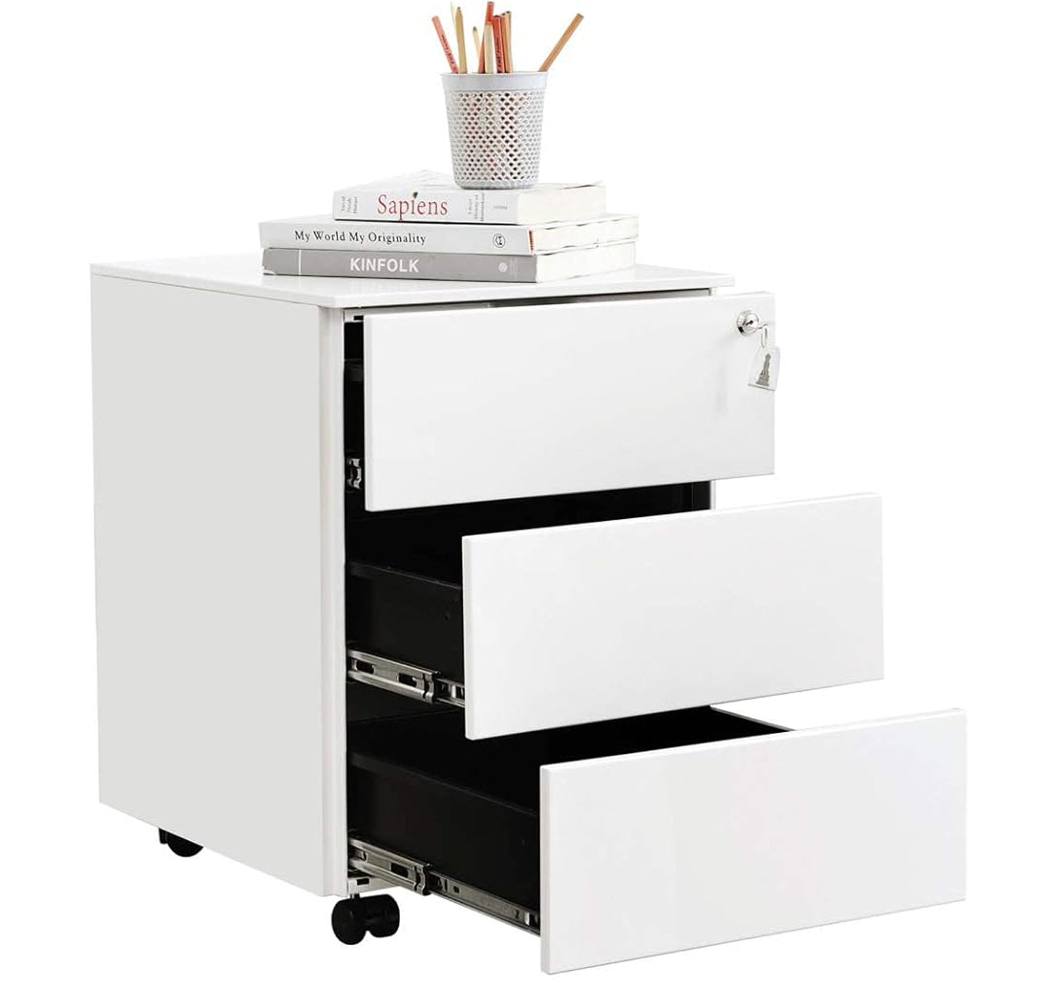 Armadio portadocumenti VALORA con cassetti con serratura - Bianco OFC63WT