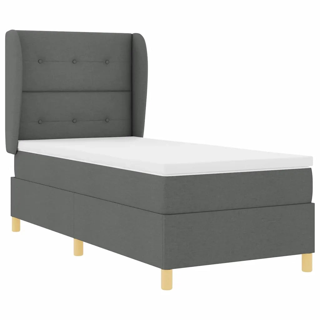 Letto a molle con materasso Grigio scuro 200 x 90 cm Tessuto 3340733