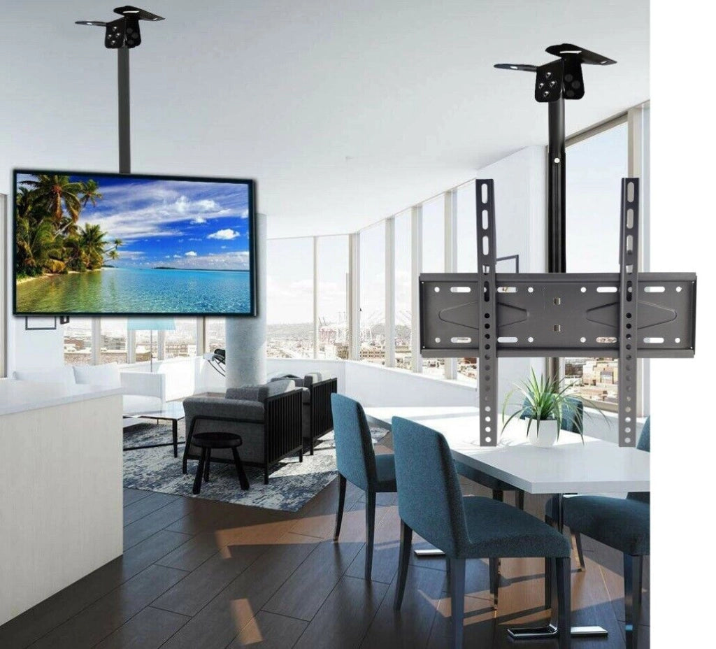 SUPPORTO SOFFITTO PER TV STAFFA BRACCIO REGOLABILE DA 26 A 60 POLLICI MAX 55KG