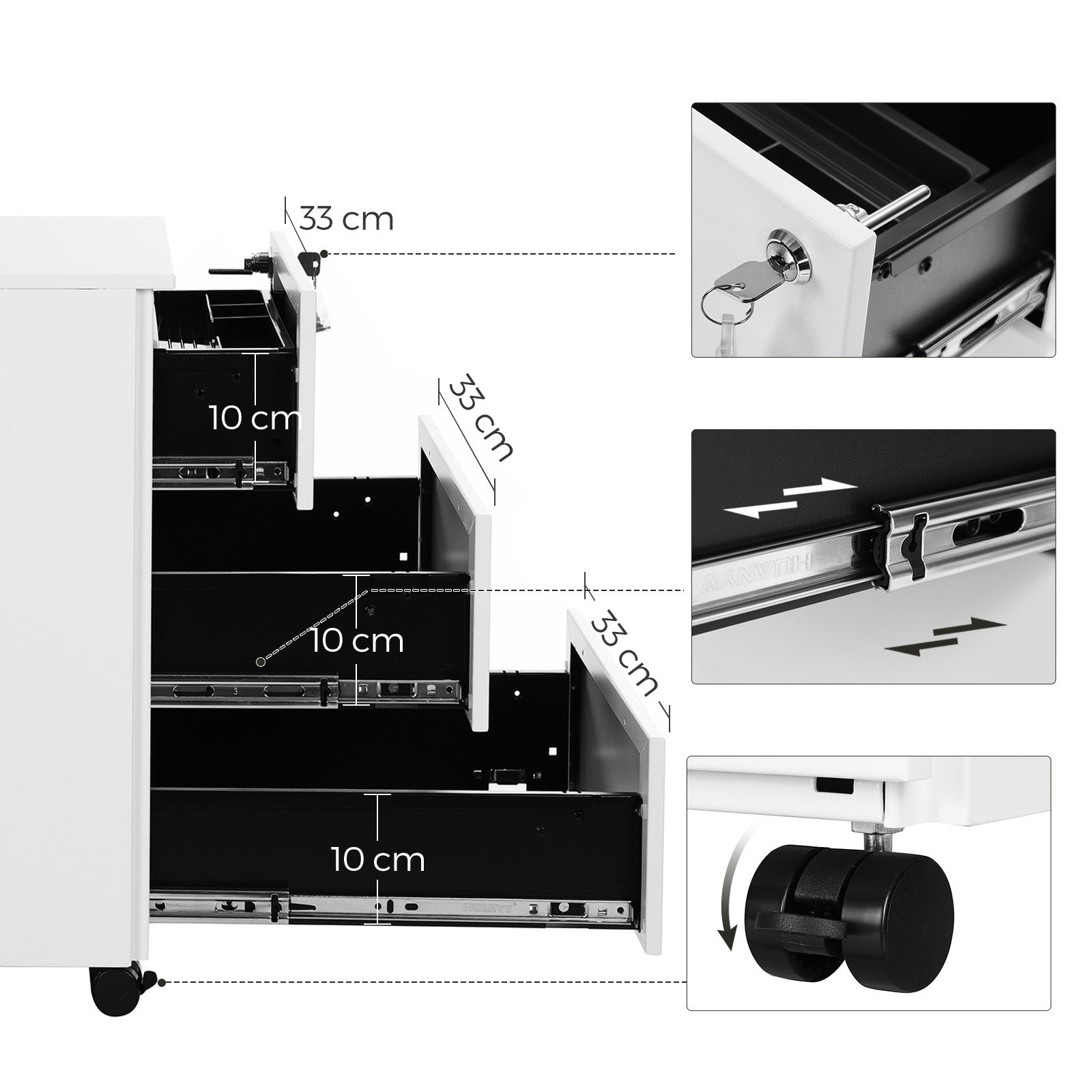 Armadio portadocumenti VALORA con cassetti con serratura - Bianco OFC63WT