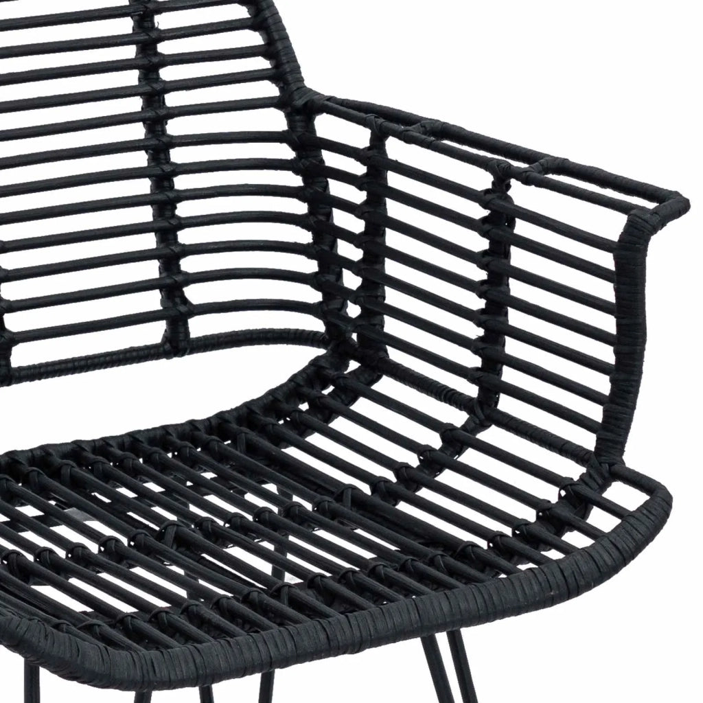 Sedia da pranzo 2 pcs Rattan e Ferro Nero 57 x 55 x 85 cm