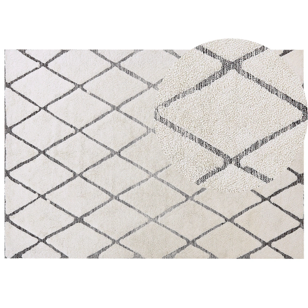 Tappeto da Zona Beige Cotone Intrecciato a mano pelo lungo 160 x 230 cm Moderno