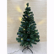Albero di Natale con Fibre Ottiche Multicolore + Luci LED Bianco Caldo 150 cm 180 Rami F4958