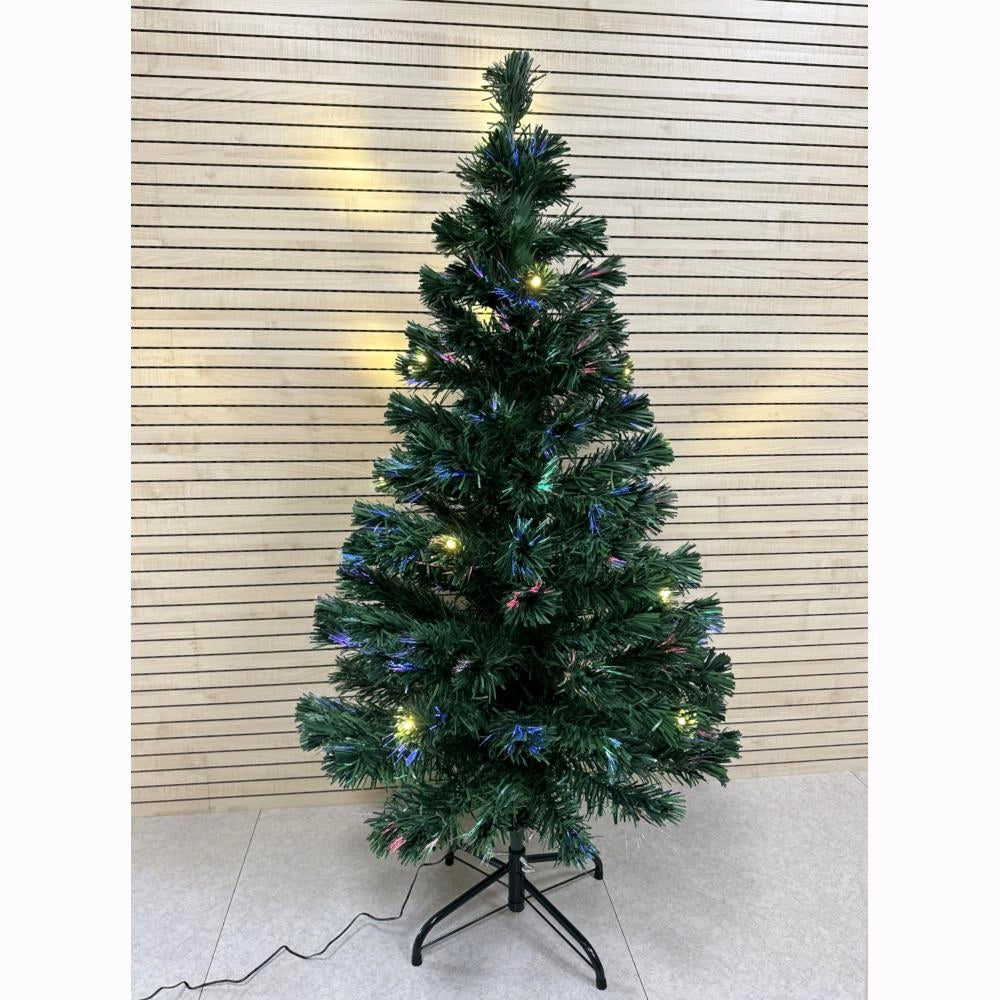 Albero di Natale con Fibre Ottiche Multicolore + Luci LED Bianco Caldo 150 cm 180 Rami F4958