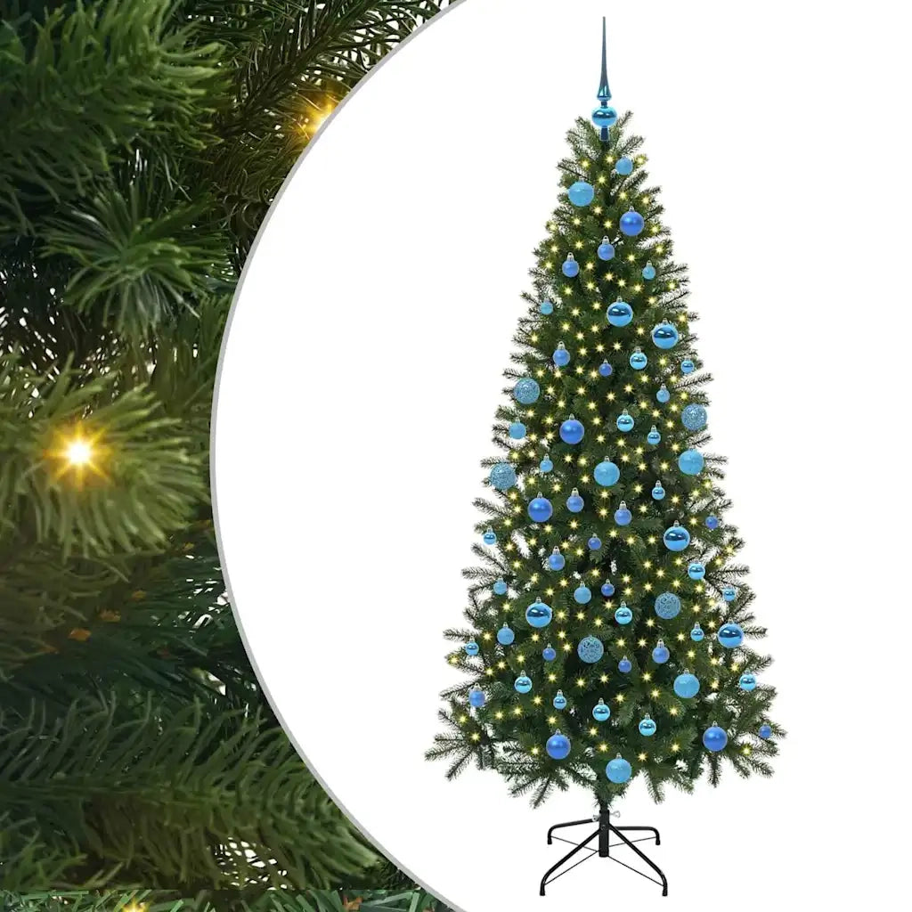 Albero di Natale Artificiale-Albero Natalizio con 300 LED Verde 180 cm PE e PVC 147922