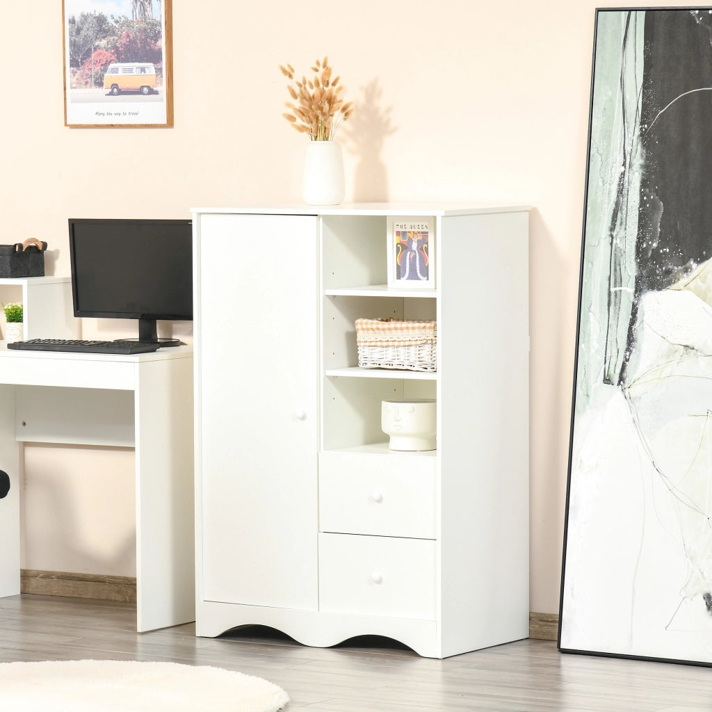Armadio con ante e cassetti ¨C Xylo ¨C bianco, 5 ripiani, 3 nicchie, 2 cassetti