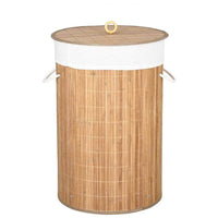 Cesto Biancheria Sporca Pieghevole in Bambu e Tessuto Portabiancheria con Manici