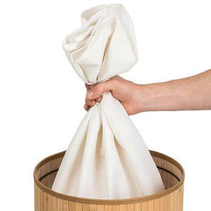 Cesto Biancheria Sporca Pieghevole in Bambu e Tessuto Portabiancheria con Manici